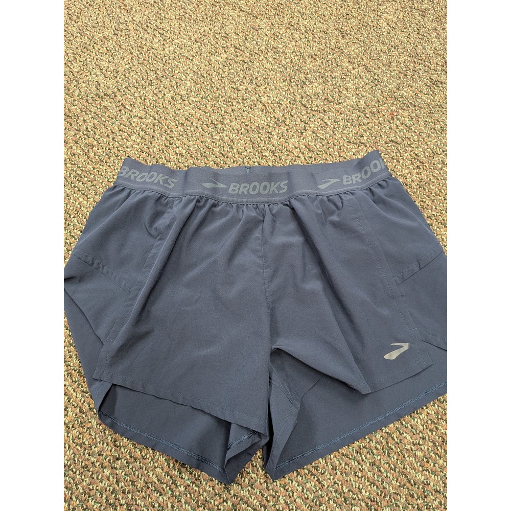 Brooks Sherpa Running Shorts Womens Medium Navy Blue Athletic Gym Workout Split
